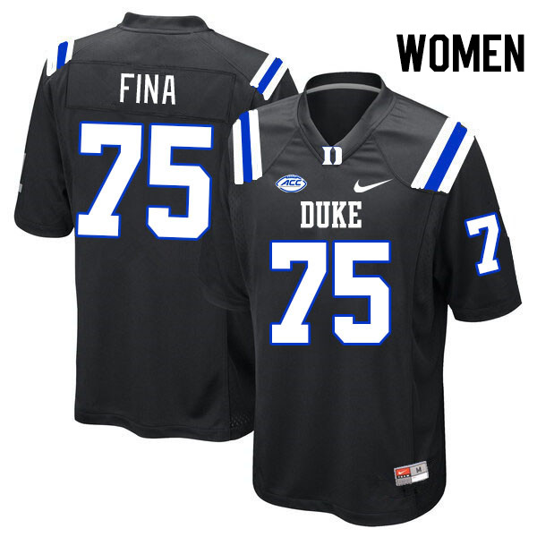 Women #75 Bruno Fina Duke Blue Devils College Football Jerseys Stitched-Black